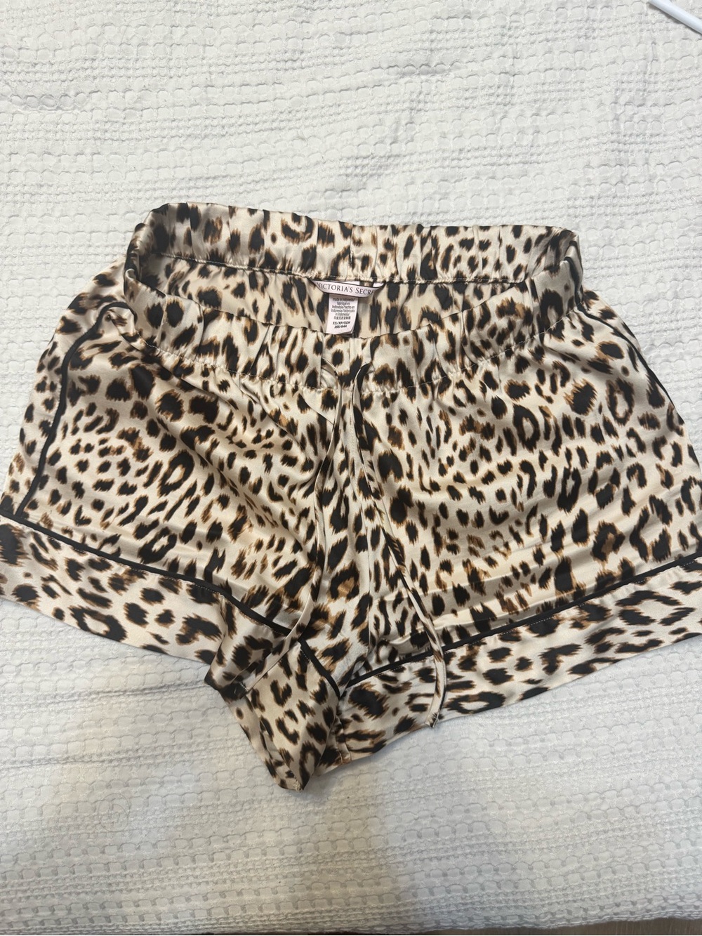 Victoria's Secret Leopard Print Satin Shorts - Cream, Black, Brown